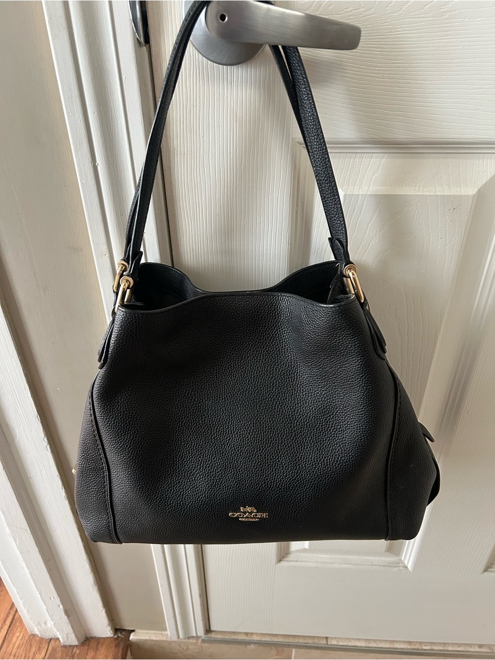 Coach Edie 57125 black pebble leather shoulder bag with gold hardware. Like new! - Picture 15 of 15
